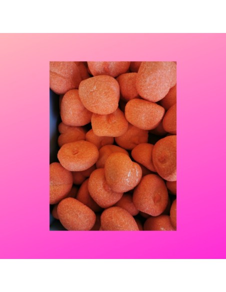 Confiserie guimauve marshmallow Marque Bulgari petit cœur goût fraise.