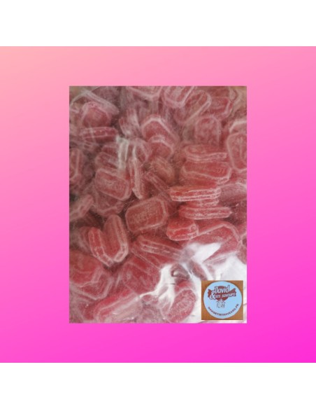 Confiserie sucre cuit dur cassant Marque Kubli Coquelicot rouge fleur.
