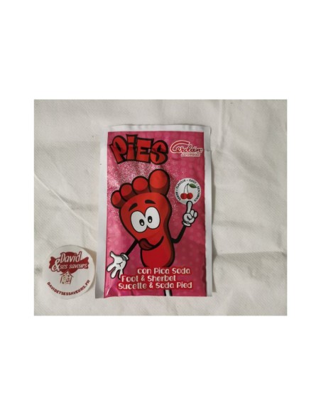 Confiserie dragéifiée poudre Marque Cerdan Sucette pied cerise poudre.