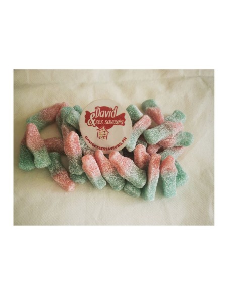 Confiserie gélifiée citrique Marque Astra Sweets bouteille bubble gum.