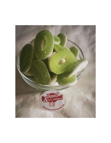 Confiserie gélifiée gélatine Marque Trolli Anneaux rondelle pomme vert