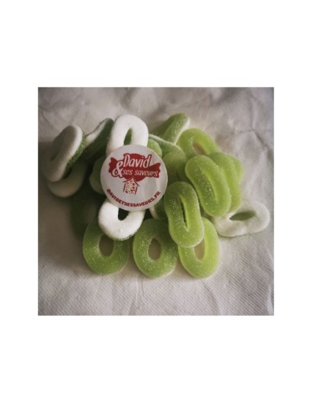 Confiserie gélifiée gélatine Marque Trolli Anneaux rondelle pomme vert