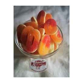 Confiserie gélifiée gélatine Marque Trolli Anneaux, rondelle pêche....