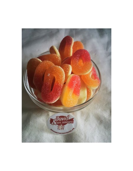 Confiserie gélifiée gélatine Marque Trolli Anneaux, rondelle pêche....
