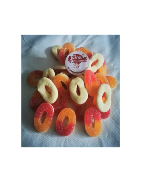 Confiserie gélifiée gélatine Marque Trolli Anneaux, rondelle pêche....