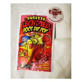 Confiserie dragéifiée poudre Marque Brabo Sucette pied fraise poudre..