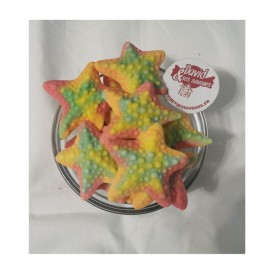 Confiserie gélifiée sucre mousse marque Trolli étoile de mer colorée..