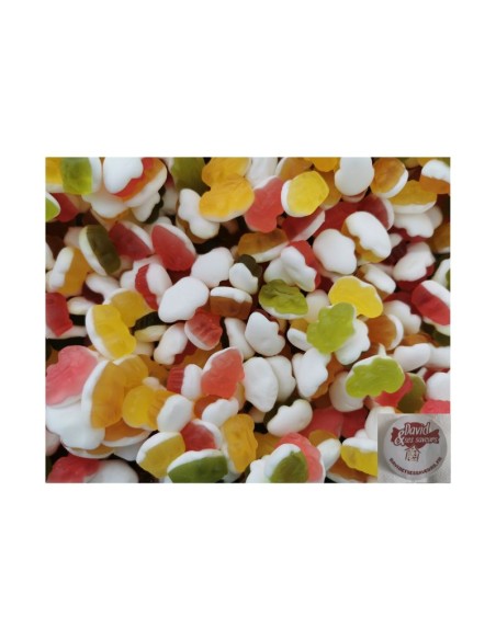 Confiserie gomme gélifiée Marque Haribo Grenouille Frogs ventre blanc.