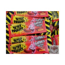 Confiserie pâte à mâcher acide Marque Verquin Tête brûlée barre fraise