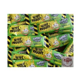 Confiserie pâte à mâcher acide Marque Verquin Têtes brûlée barre pomme