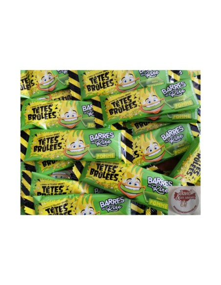 Confiserie pâte à mâcher acide Marque Verquin Têtes brûlée barre pomme