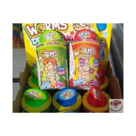 Confiserie sucette trois poudres Marque Brabo Dips quatre funs fraise