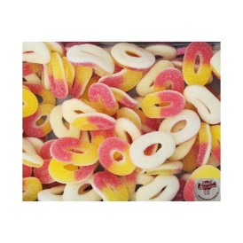 Confiserie gélifiée gélatine Marque Trolli Anneaux, rondelle pêche....