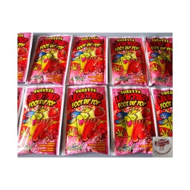 Confiserie dragéifiée poudre Marque Brabo Sucette pied fraise poudre..