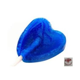 Confiserie dragéifiée tâche langue bleue Marque Fini sucette cœur bleu