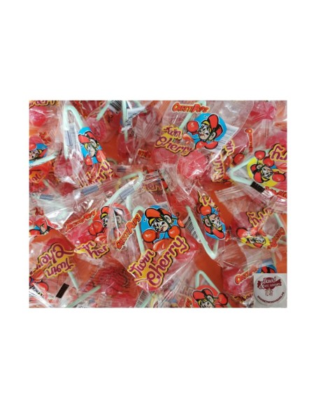 Confiserie Dragéifiée Marque Fizzy Sucette cerise jumelle davidetsess.