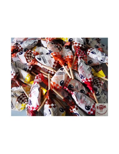 Confiserie arômes naturels Marque Pierrot Gourmand Sucette aux fruits.