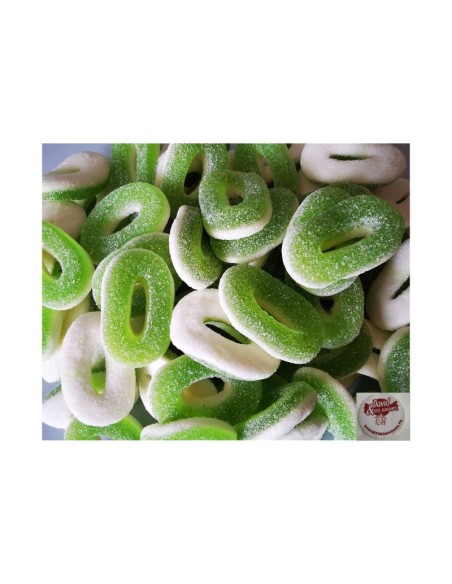 Confiserie gélifiée gélatine Marque Trolli Anneaux rondelle pomme vert