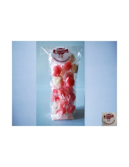 Confiserie sucre cuit dur cassant Marque Kubli Cœur fourré fruit poudr