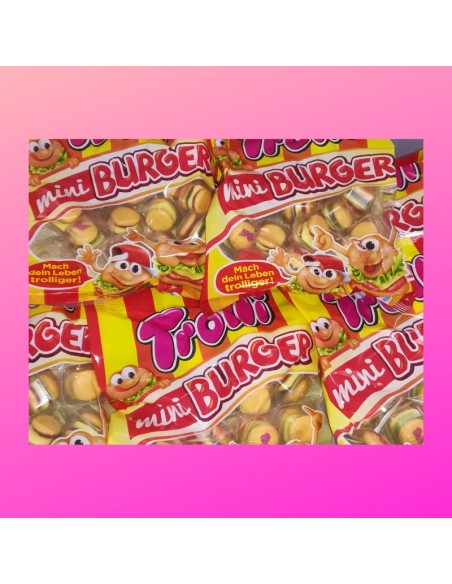 Confiserie gélifiée aérée Marque Trolli Mini burger davidetsessaveurs.