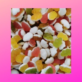 Confiserie gomme gélifiée Marque Haribo Grenouille Frogs ventre blanc.