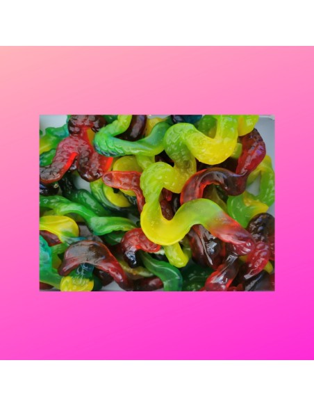 Confiserie gélifiée gélatine Marque Fini Serpent géant de trois couleu